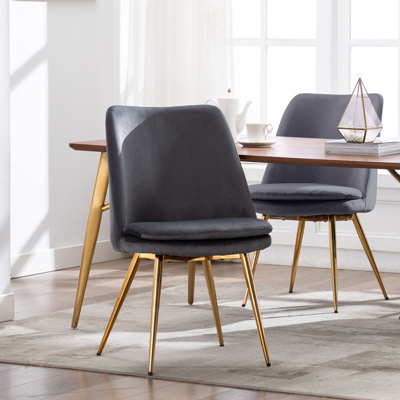 47cm H Velvet Upholstered Side Chair, Grey