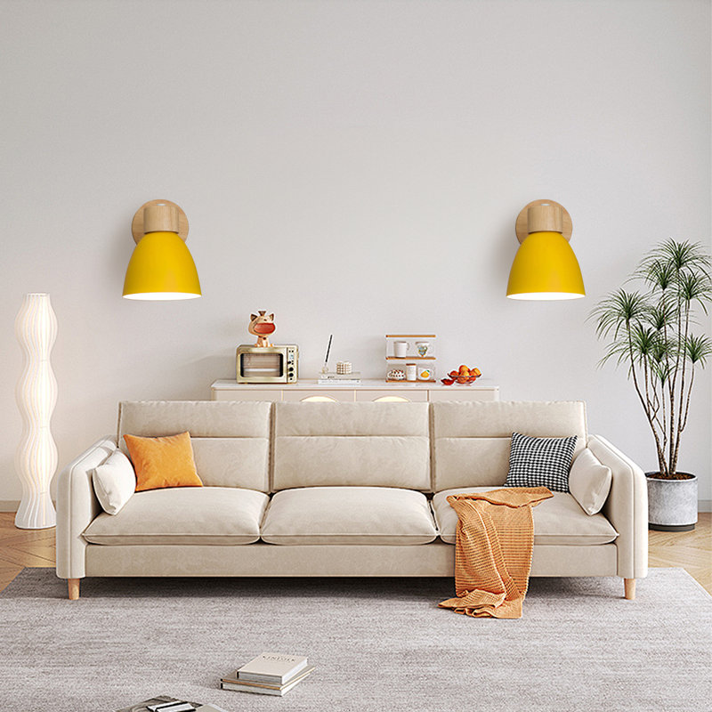 Lampe murale moderne en bois et fer Macaron