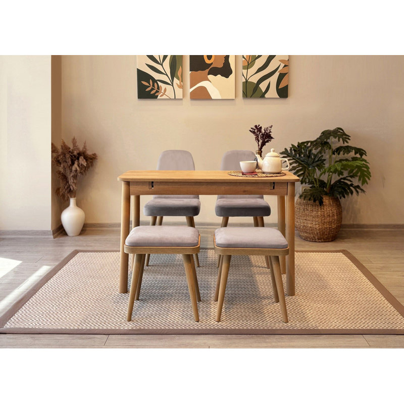 Ensemble de table et chaises de salle à manger extensible D urguard (5 pièces), Gris