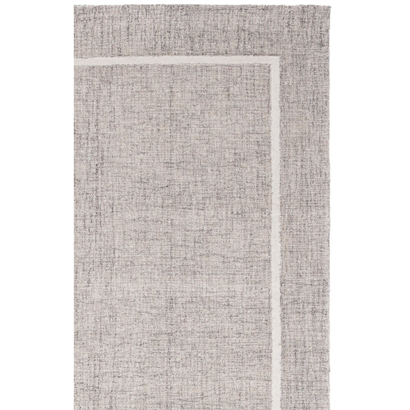 Narragansett Ebony Hand Tufted Wool/Cotton Striped Rug in Grey/Ivory, Rectangle 3' x 5'