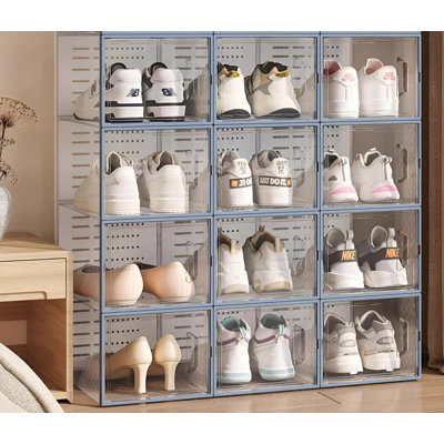 Boîte de rangement transparente, range-chaussures à tiroirs, conception pliable