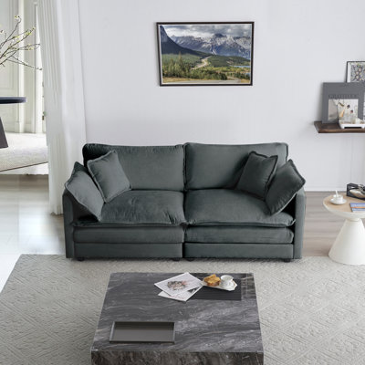 Haninerm Chenille Round Arm Loveseat