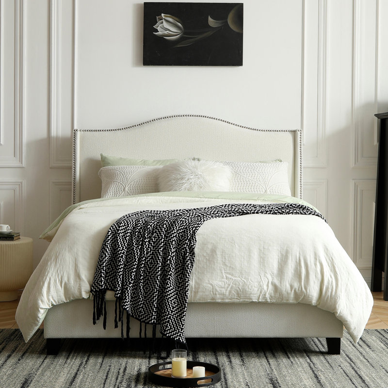 Hampton  Wingback Bed, Linen, Queen, Ivory
