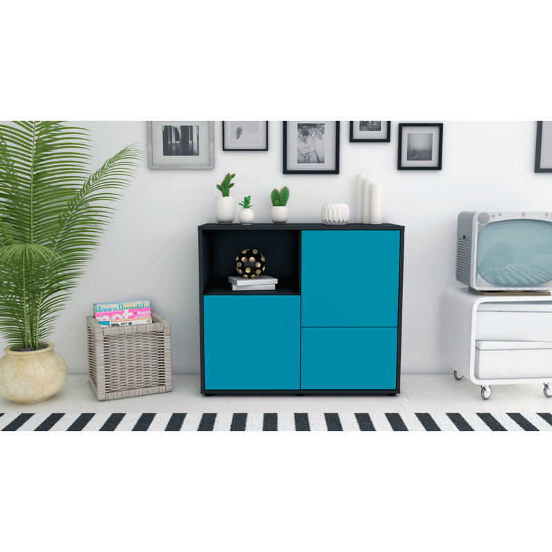 Powhattan 92cm Sideboard, Anthracite/Turquoise