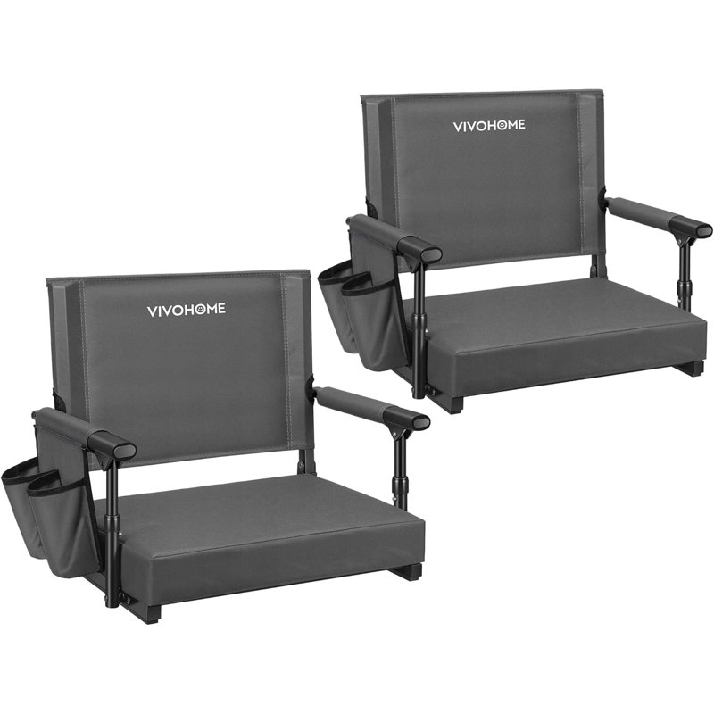 2-pack Portable Stadium Seats With Back Support And Cushion, Gray
