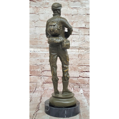 Modern Soldier Bronze Sculpture with Rifle - Military Hero Art
