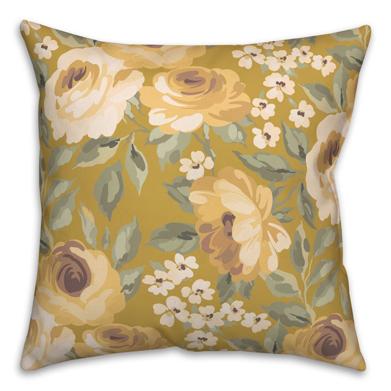 Housse de coussin d'extérieur carré 12 pièces Flowers, 18 po x 18 po, Jaune