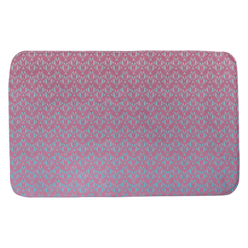 Tapis de salle de bain déco Leffel, l 21 po x L 34 po, Rose / Bleu