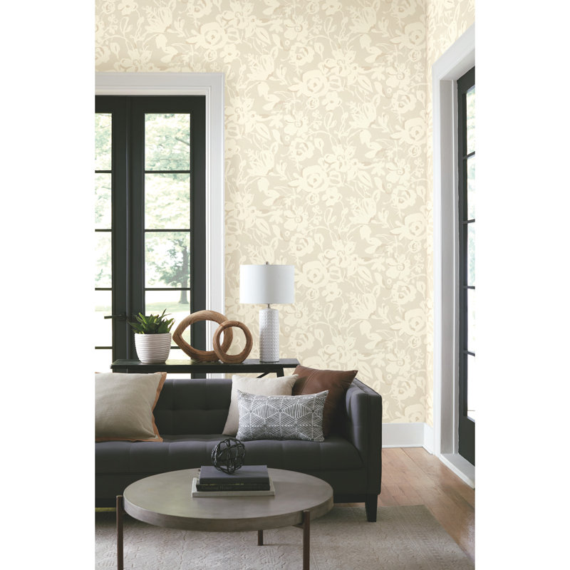 Floral Wallpaper, Taupe