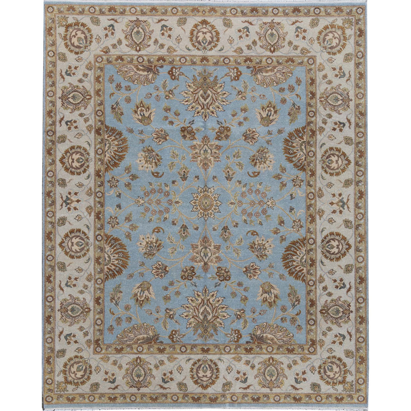 Cornwall Wool Oriental Area Rug in Light Blue/Ivory, Rectangle 8'11" x 12'