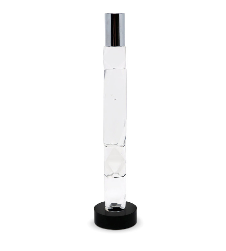 Bougeoir en cristal - H 9,5 po, H 11,25 po x l 2,5 po x P 2,5 po