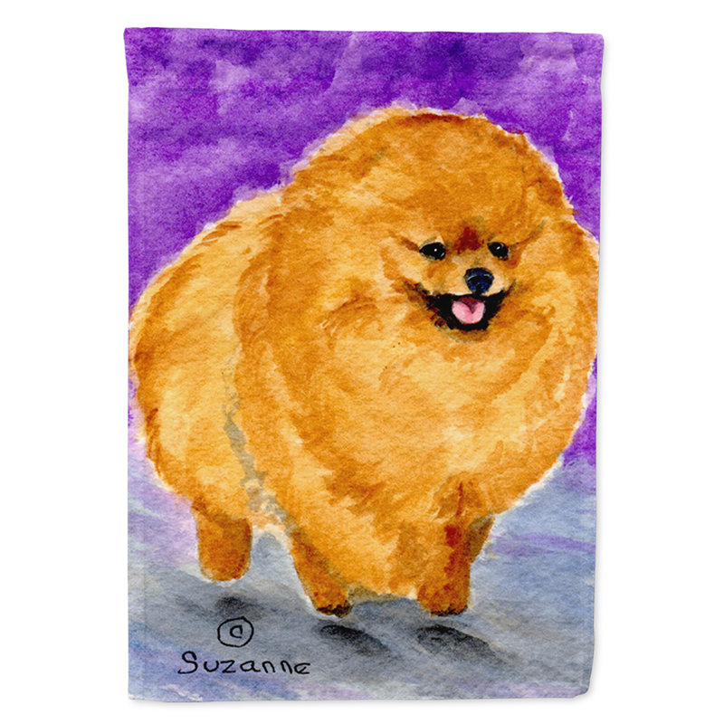 Polyester à 2 côtés 40 x 28 po drapeau maison Pomeranian