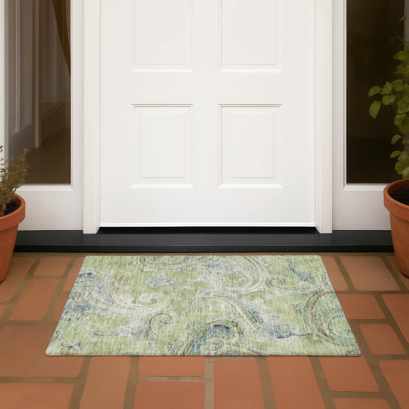 Machine Washable Indoor/Outdoor Chantille ACN2748 Paisley Rug, Aloe, 2'6" x 3'10"