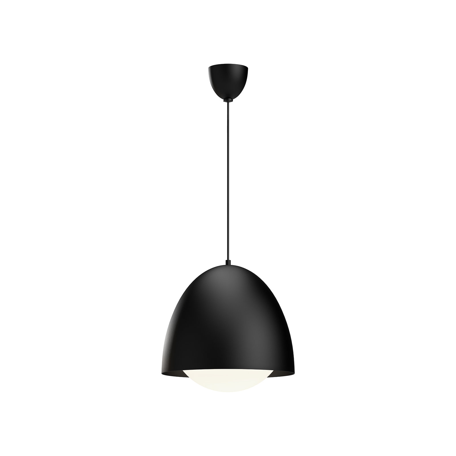 Torten Single Light Glass Steel Pendant, Matte Black, 92.13" H x 16" W x 16" D