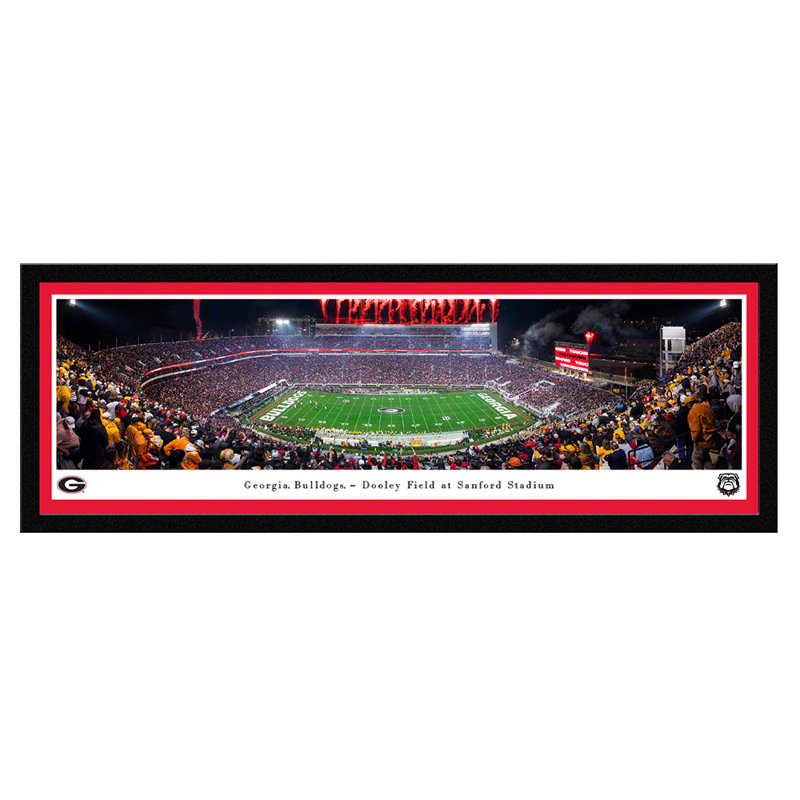 «Georgia Bulldogs», affiches et impressions encadrées, Cadre noir, Rouge, H 15 po x l 41,5 po x P 0,875 po