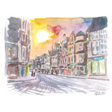 Scottish Sunset In Cockburn Street Edinburgh Print by Martina Bleichner