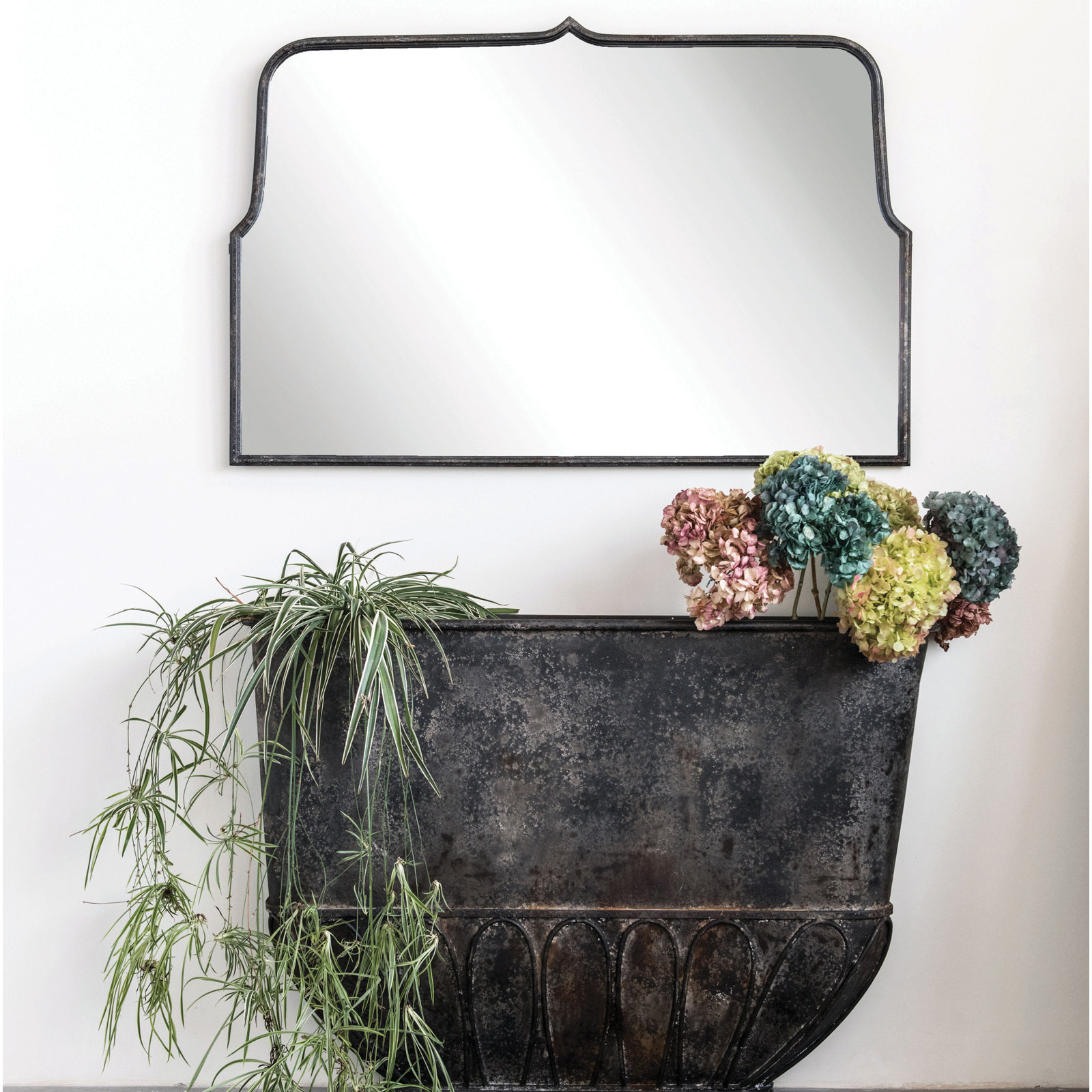 Devyn 48" Accent Mirror, 31.5" x 48", Distressed Black