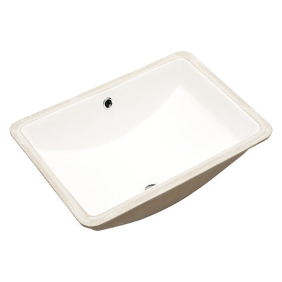 Modern Rectangular Ceramic Sink With Overflow - 18.5"X13.5" White Undermount, Stain For Bathroom, Office, , Restaurant Spaces Bathroom Undermount Modern, Elegant, Overflow, Multiple Areas