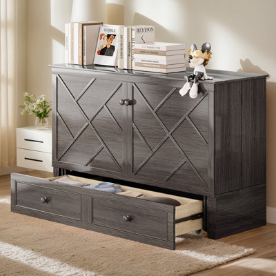  Murphy Cabinet Bed,multi-functional Cube, Usb Charging Station,solid Wood Mobile Wall Bed Chest With Storage Drawers For Bedroom Office