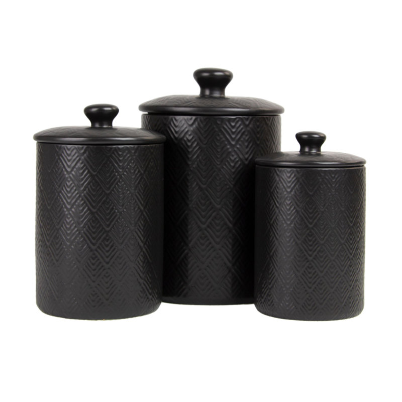 Ceramic / Porcelain Canister - Set of 3, Matte Black