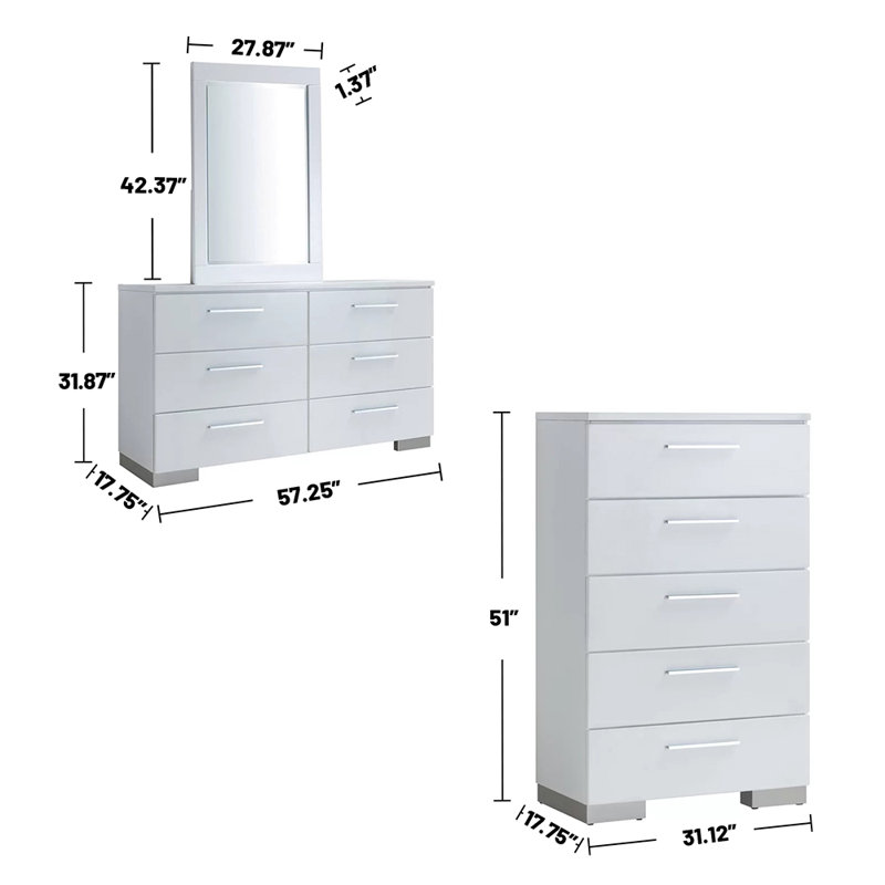 5 Pc Queen Bedroom Set With Chest In White