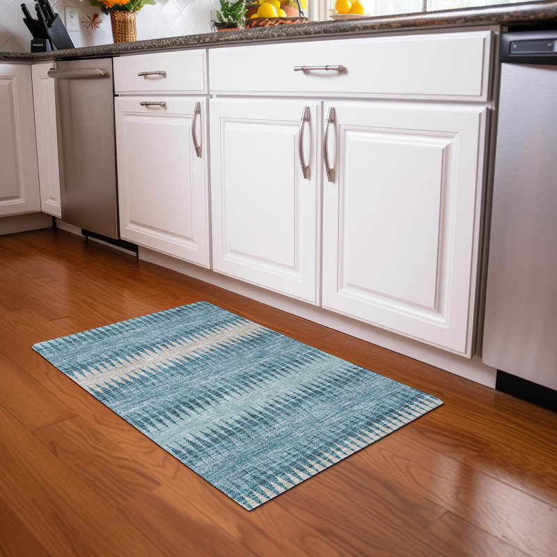 Premium Machine Washable Prisco Teal Rug, Rectangle 1'8" x 2'6"