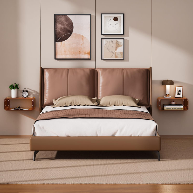 Acrylic Floating Nightstand, Bedside Table, Nightstand Shelf Wall Mounted Bedside Shelf, Brown