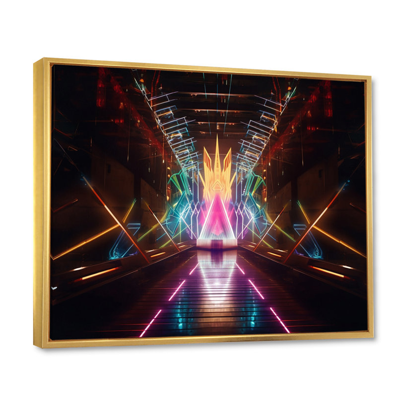 Passerelle vers le portail des rêves rétro sur toile, H 30 po x l 40 po x P 1,5 po, Cadre flottant doré