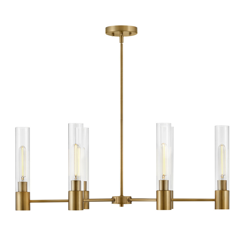 Shea 6-Light Lacquered Brass and Clear Glass Chandelier