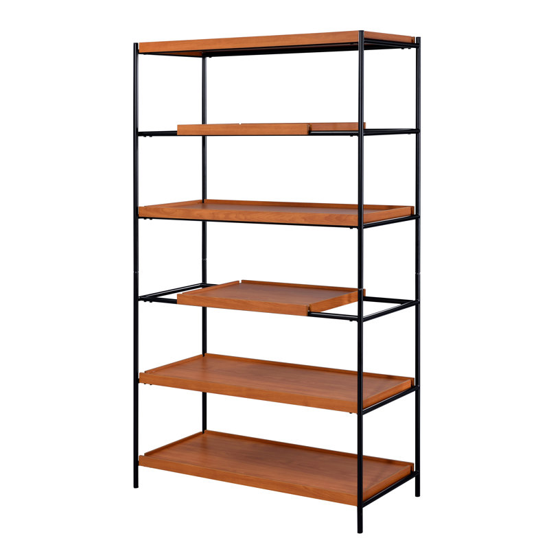Johnston Honey Oak and Black 5-shelf Bookcase