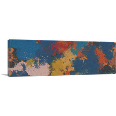" Blue Teal Mustard Orange Pink " Painting Print