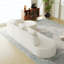 Canapé modulaire incurvé en forme de L de 111,8 pouces, design moderne avec tissu en polyester à poils longs texturé litchi, dossier incurvé avec trois coussins-129506080