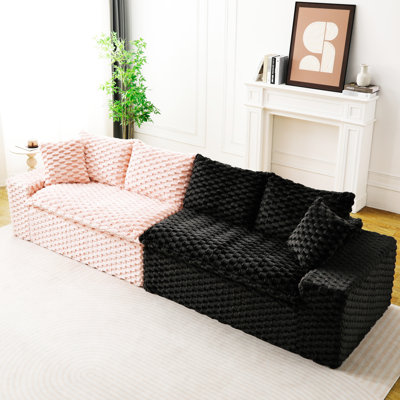 Canapé 4 places de luxe, coloris bicolore, velours tortue, configuration flexible, mousse haute densité, rose et noir, idéal pour les familles, design ergonomique, pour la maison
