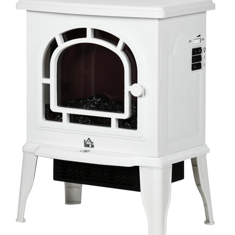 Foyer électrique blanc 18 po, 750 W / 1500 W, température réglable, perception réaliste de la flamme, protection contre la surchauffe, autoportant, foyer de 160 à 215 pieds carrés 18 po, température, flamme à DEL, radiateur autoportant,