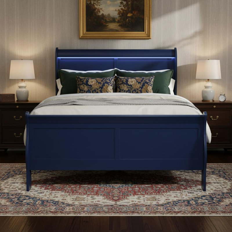Upholstered Panel Bed, Très grand lit