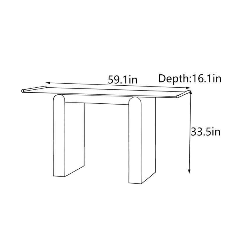 Mid-Century Modern Entryway Table, 33.5" H x 59.1" W x 16.1" D, Black