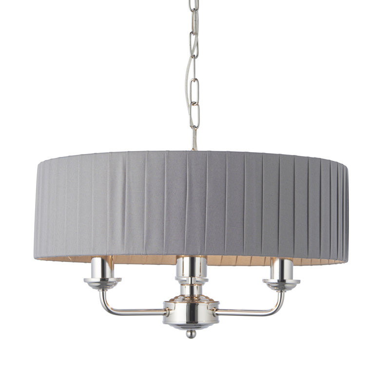 Landover 3 - Light Drum Chandelier, Bright Nickel, Charcoal