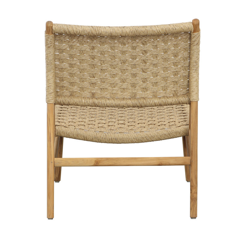 Mable Outdoor Teak Upholstered Occasional Chair, Natural