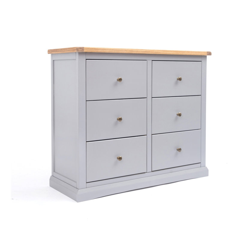 Millan 110cm W 6 - Drawer Chest of Drawers, Grey/Gold