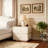Set of 2 Nightstands, French Style Leather-Wrapped Bedside Tables with 2 Quiet-Close Drawers Each, Cream Champagne Finish, Solid Wood, 19”H-144258138