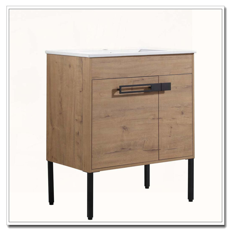 Freestanding Or Floating Bathroom Vanity Cabinet With Metal Handles