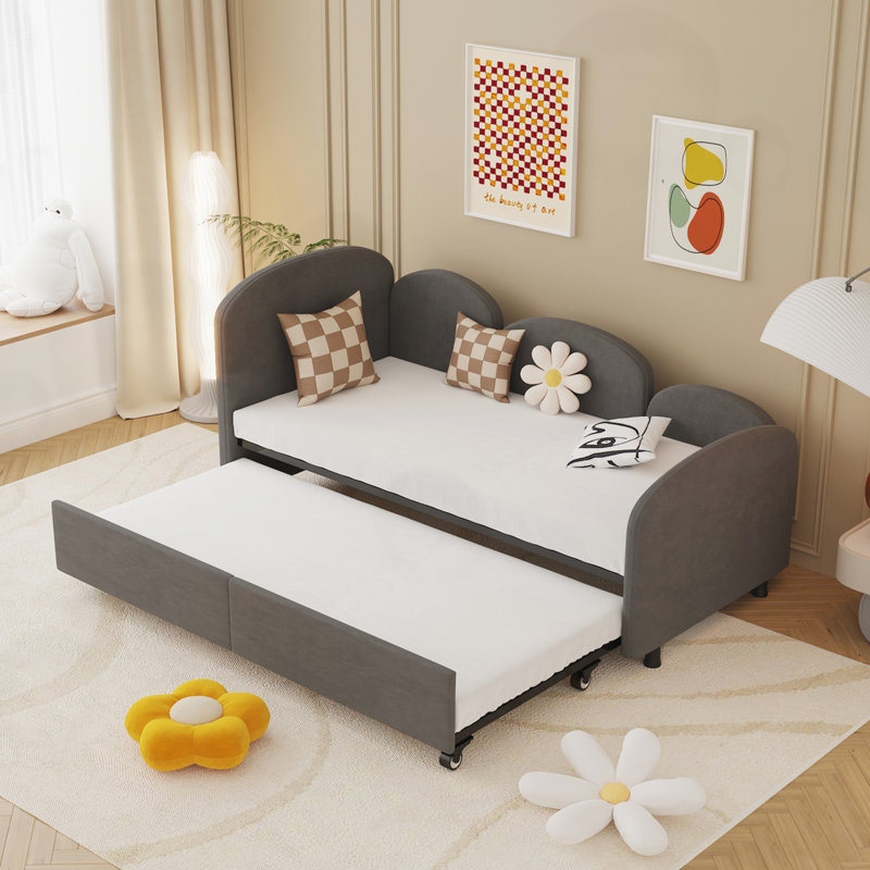 Twin Size Velvet Upholstered Daybed with Trundle