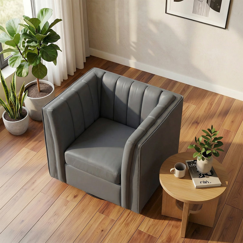 Fauteuil de coiffeuse Allard, Similicuir gris