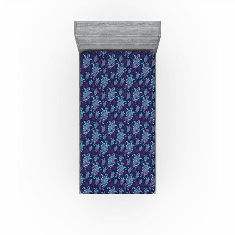 Ensemble de 2 draps-housses Ambesonne, Mauve, magenta, turquoise / floral, Drap-housse simple TG