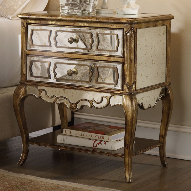 Sanctuary Mirrored Leg Nightstand - Bling