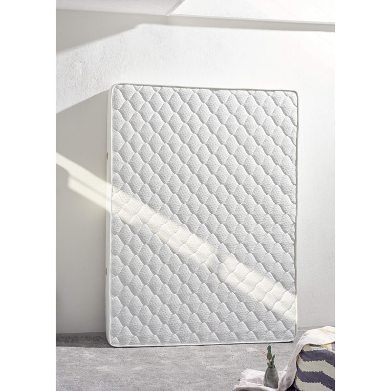 Ultra Firm Mattress with Multi Spring System, 63.0 x 79.0 x 10.2 inches | Knitted Fabric Cover, Solid White Colour | Ideal for Support and Comfort in Any Bedroom | Assembled, Geometric Design