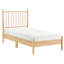 Lit plateforme moderne de style Mid-Century avec finition naturelle et tête de lit à lattes verticales, rails et rails de livraison inclus, un paquet