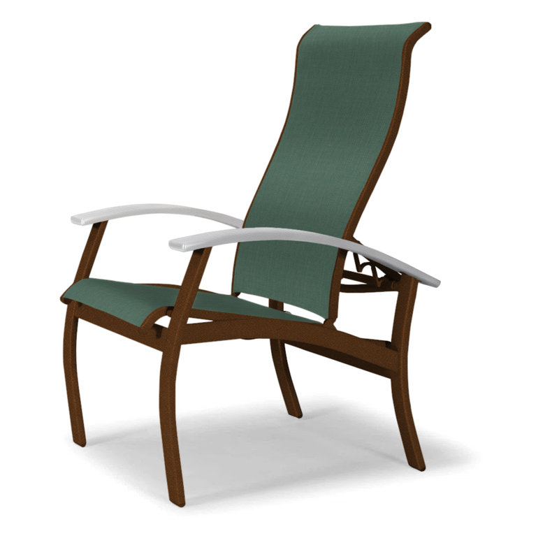 Chaise de patio Askar, Blanc, Vert forêt 22D Sunbrella® vert, Kona texturé