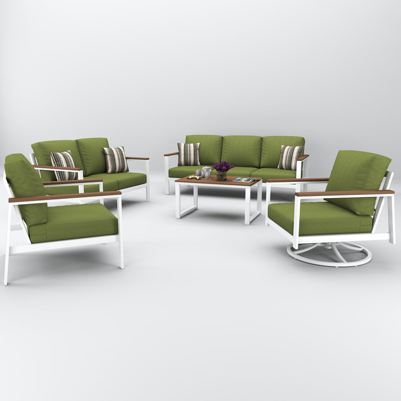 Townsend 7-Person Sunbrella® Patio Seating Group, Spectrum Cilantro, Brown