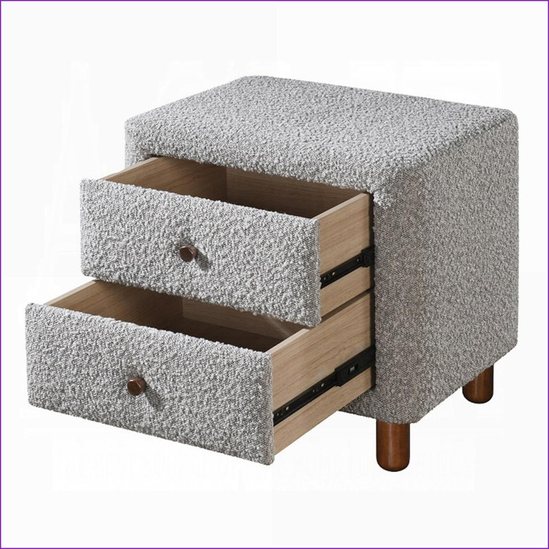 Table de chevet classique à 2 tiroirs et pieds en bois Classic Grey Boucle